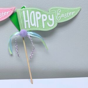 New Green Easter Flag Pennants, use as decor or in Easter basket